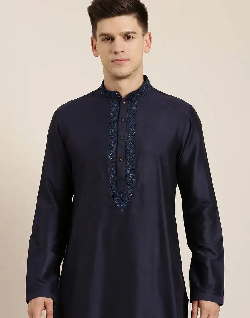 Navy dori embroidery kurta set