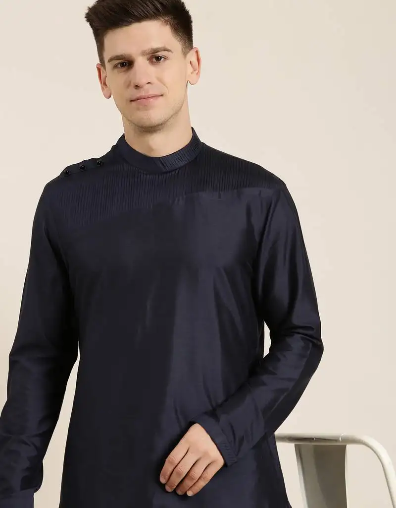 Navy pleated kurta set