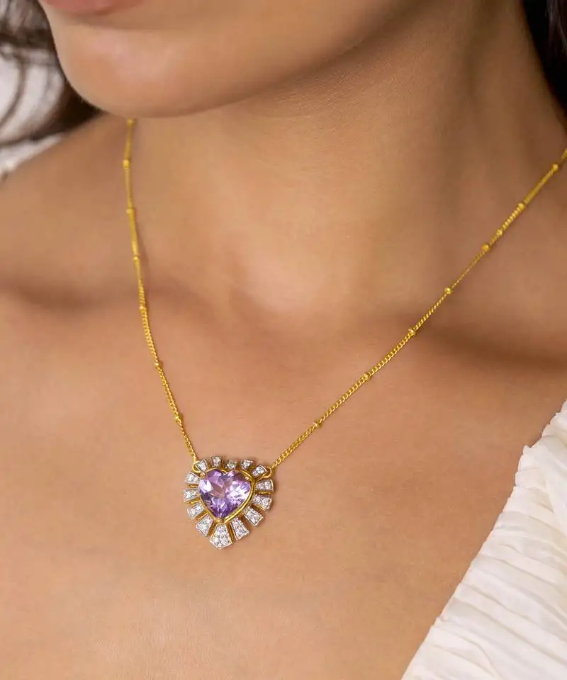 Purple sterling silver heart pendant