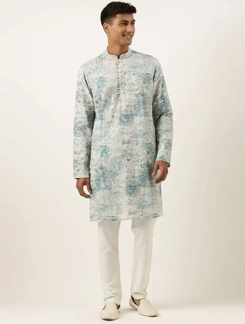 Light blue sequin embroidery kurta set