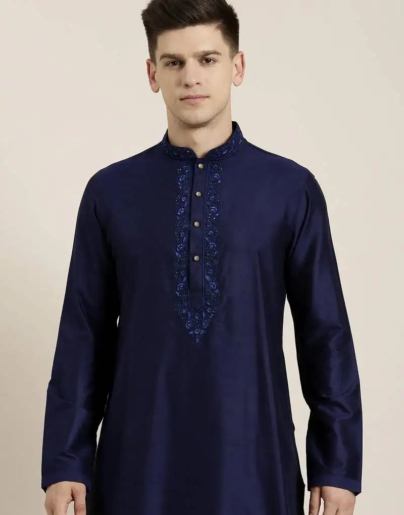 Navy dori embroidered kurta set