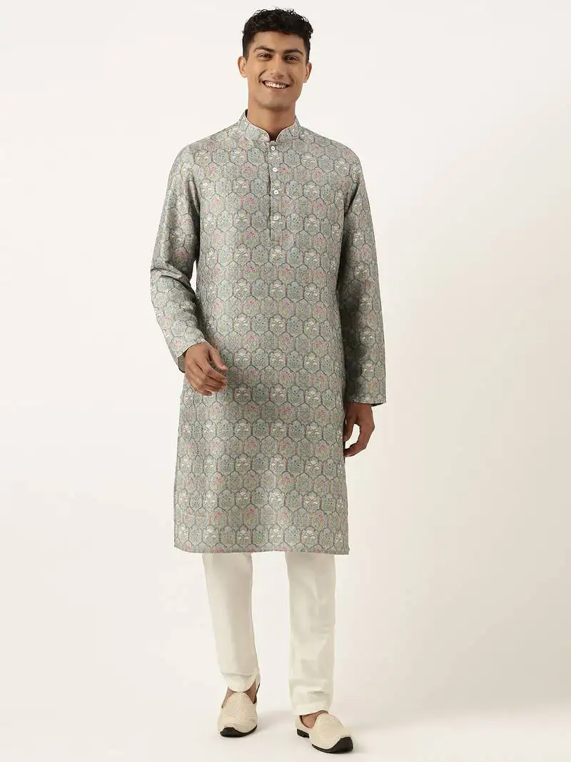 Teal printed kurta set