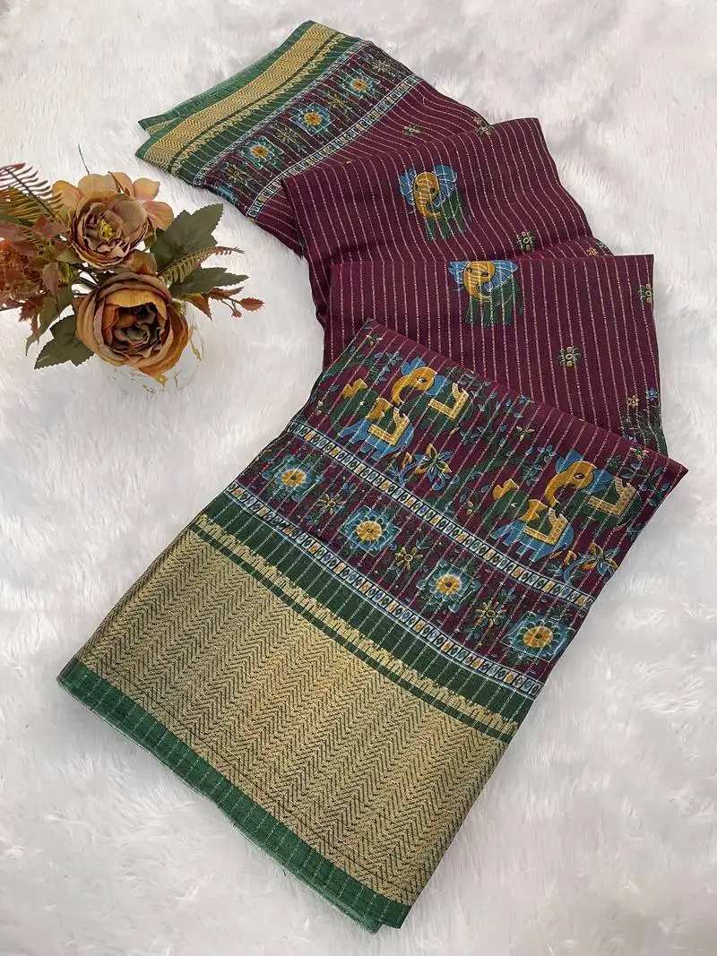 Maroon wovan ikat art silk saree with blouse