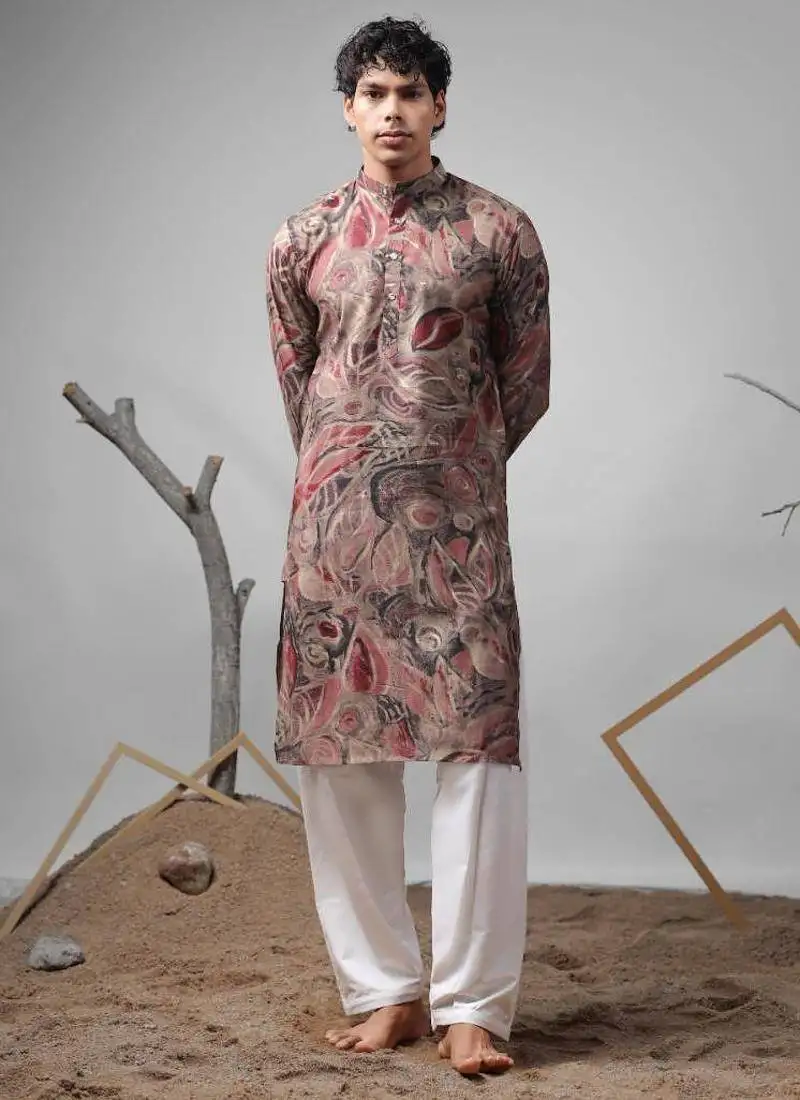 Multicolor work modal silk embroidered kurta for festive