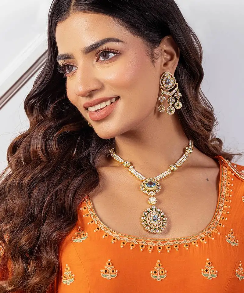 Blue sterling silver necklace-set