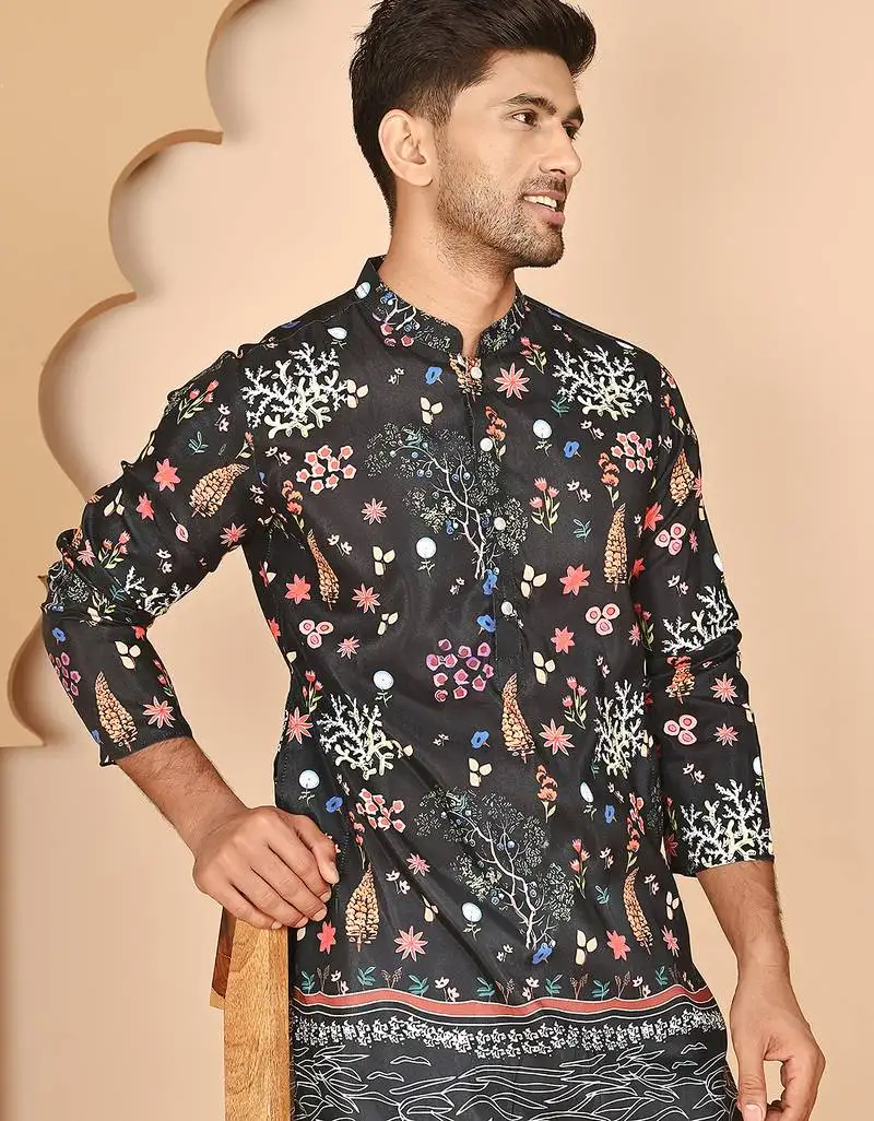 Floral printed cotton blend kurtas