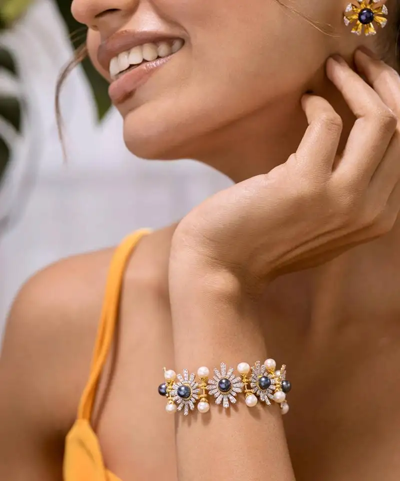 Multicolor sterling silver pearl bracelet