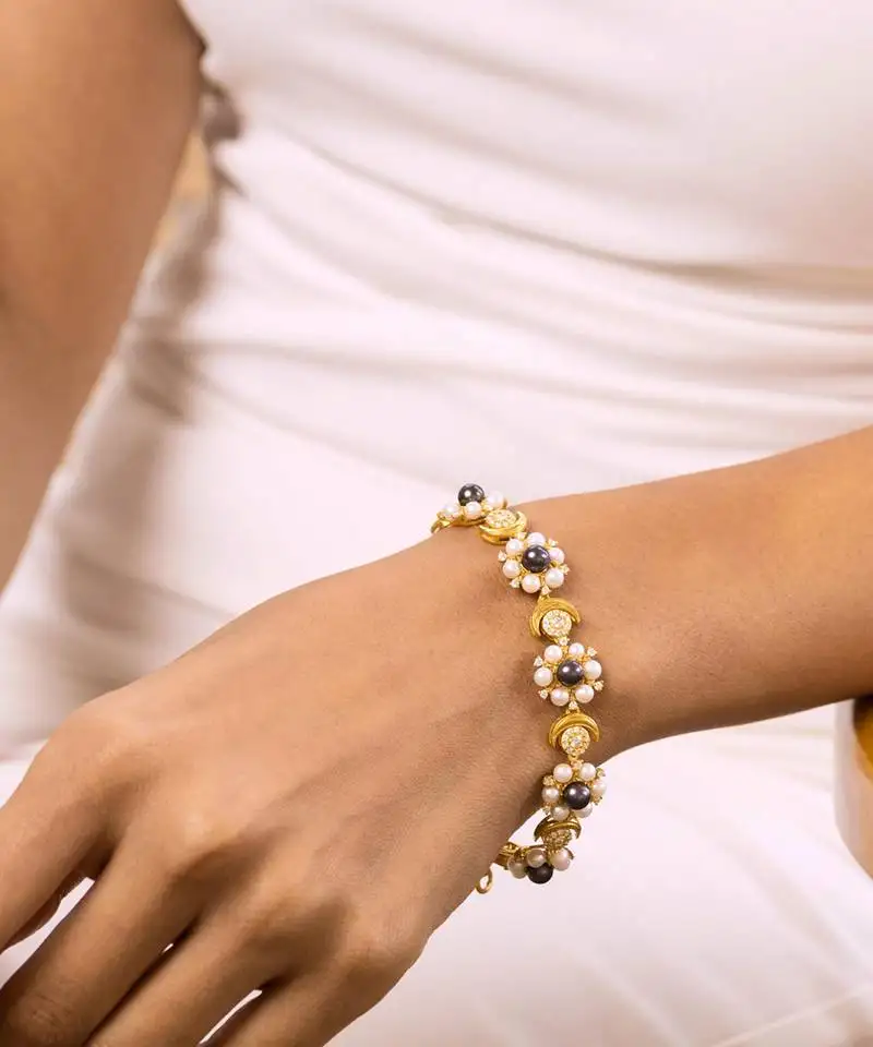 Gold sterling silver studded bracelet