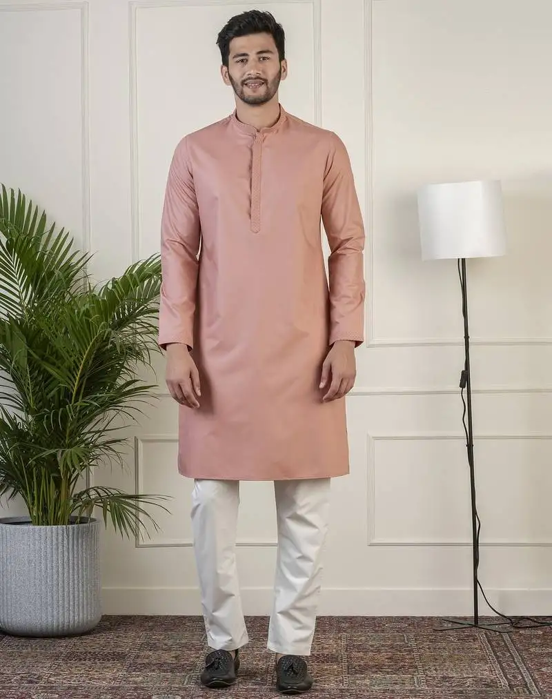 Dark pink fine cotton kurta set