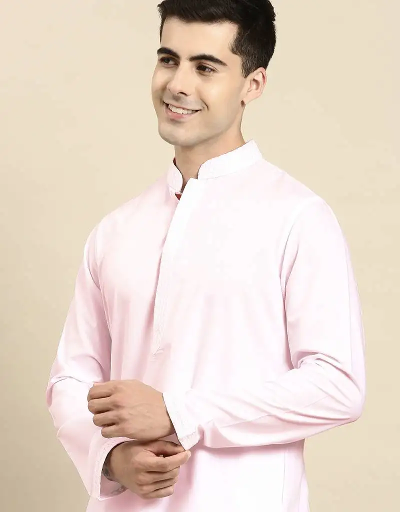 Light pink fine cotton kurta set