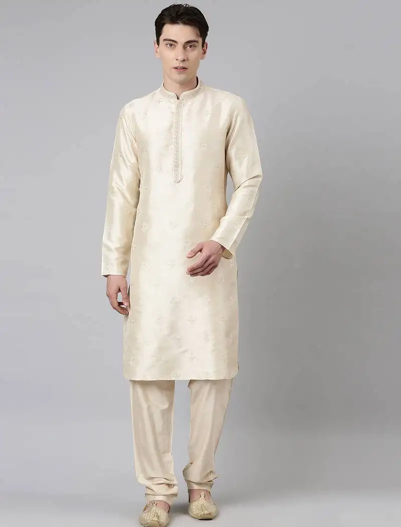 Light gold embroidery kurta set