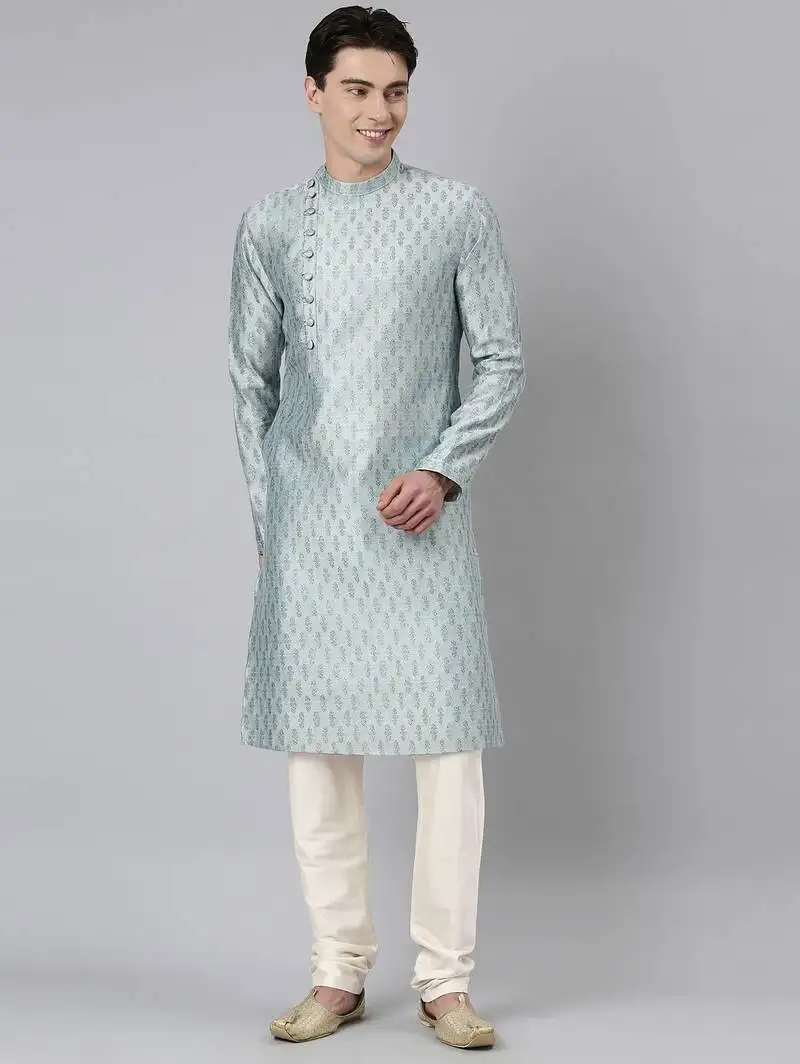 Aqua angrakha kurta set