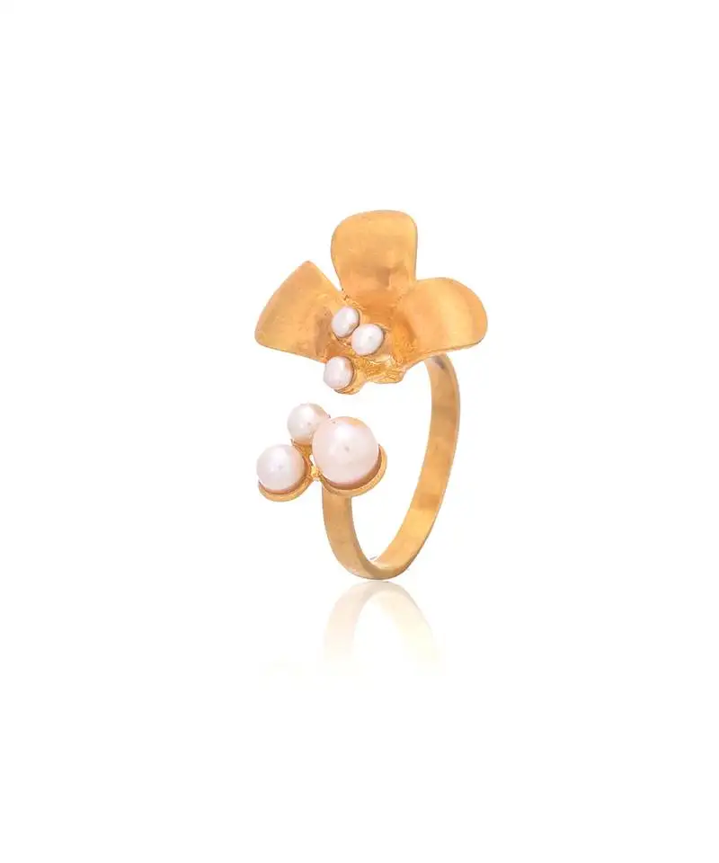 Yellow gold plated petal ring