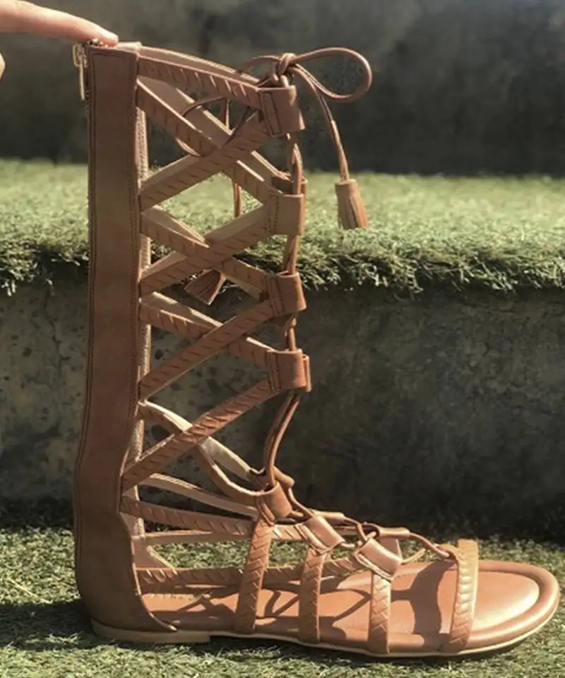 Brown solid synthetic leather footwear