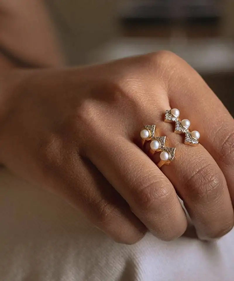 Yellow gold plated dewdrop ring