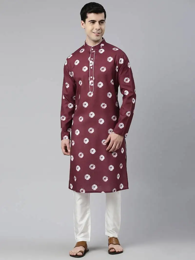 Maroon bandhani kurtas