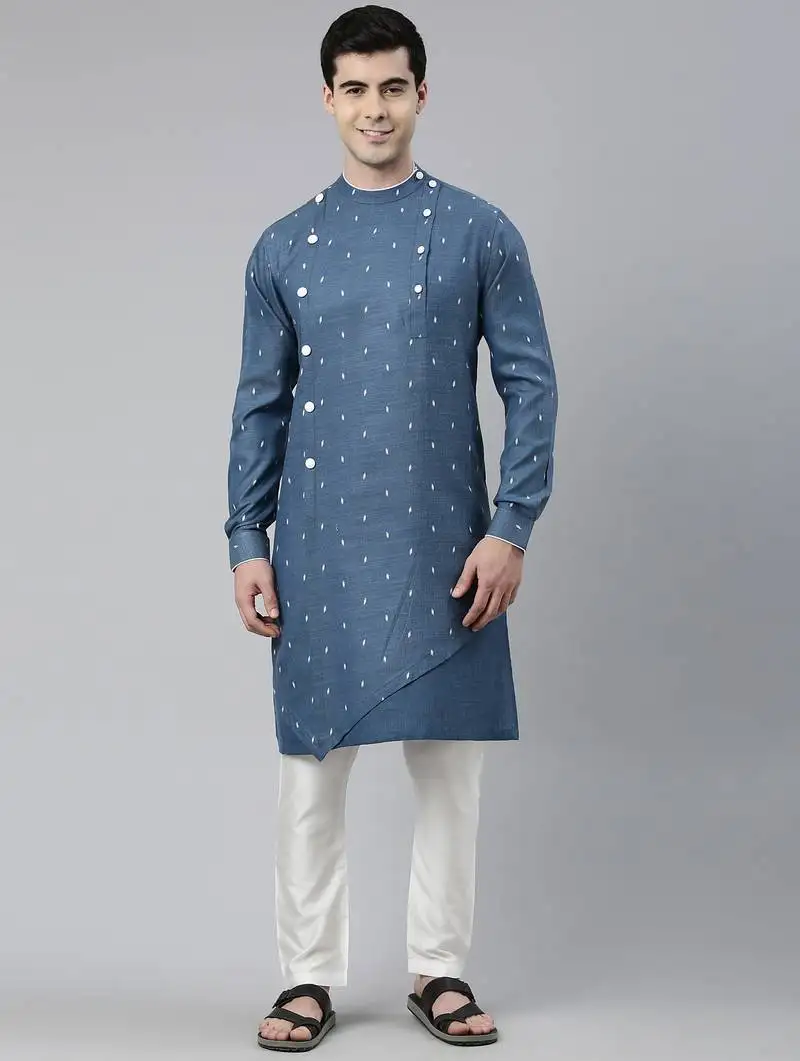 Denim blue design asymmetrical kurtas