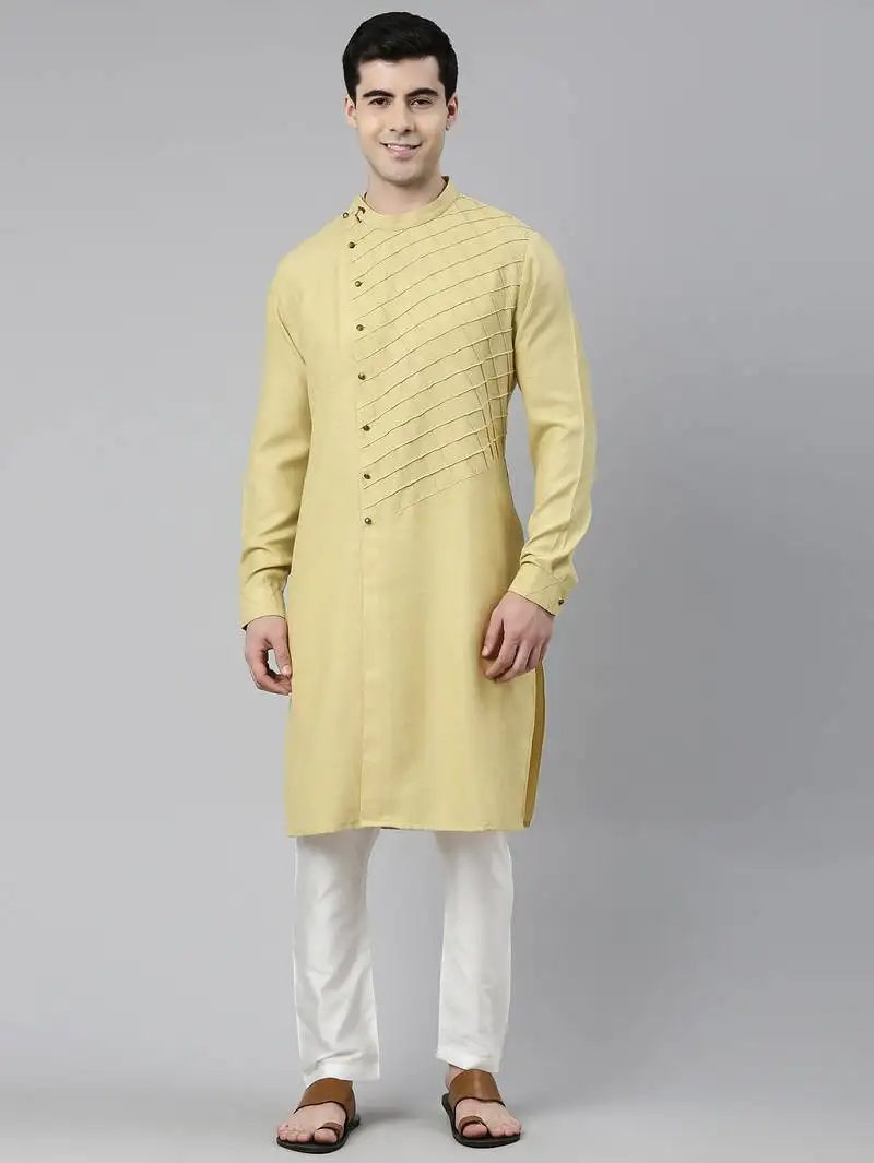 Greenish yellow angrakha kurtas