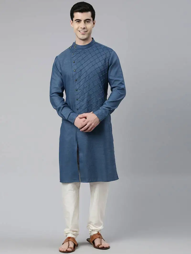 Denim blue angrakha kurtas