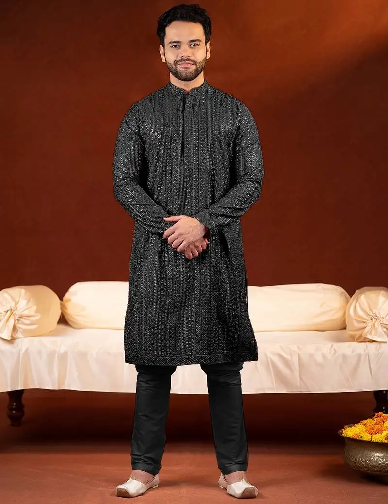 Black sequin embroidered kurtas