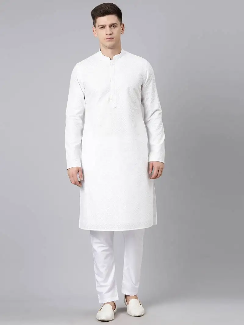 White cotton chikankari kurtas