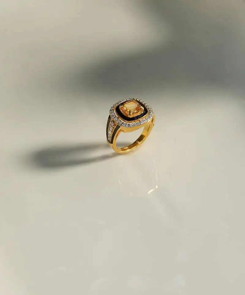 Yellow gold plated citrine ring