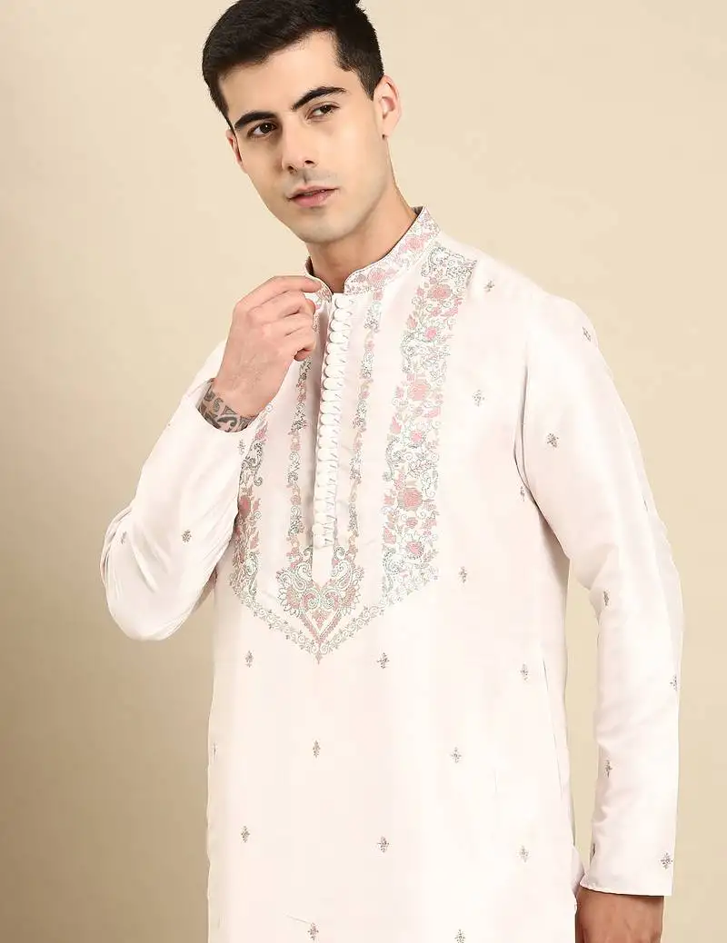 Baby pink embroidered kurtas