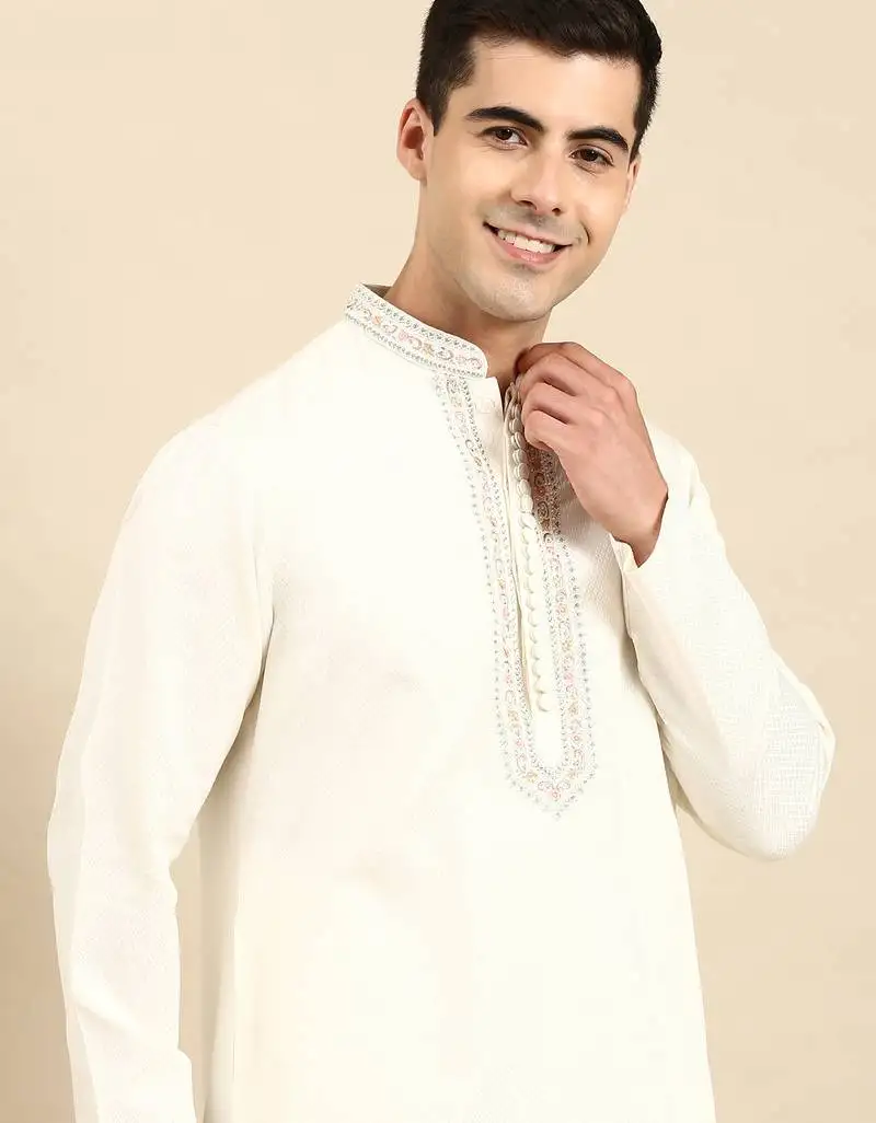 Off white embroidered kurtas