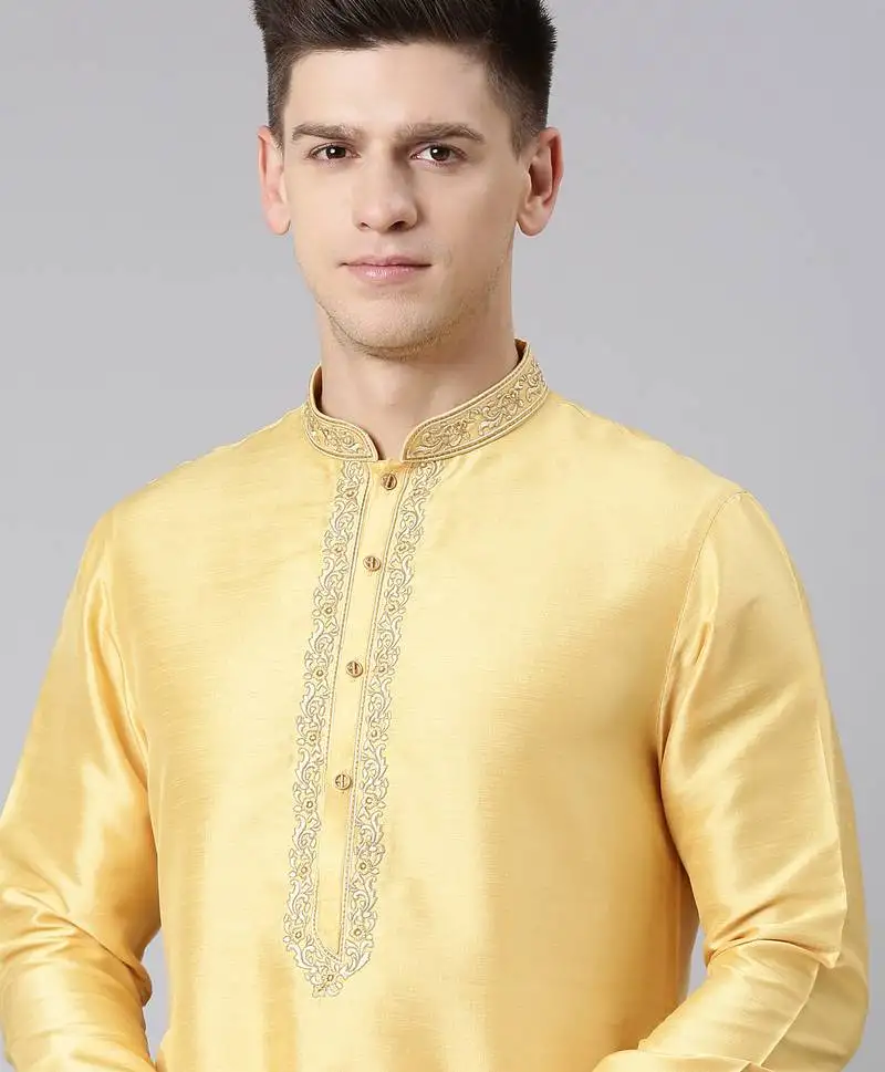 Yellow embroidered kurtas