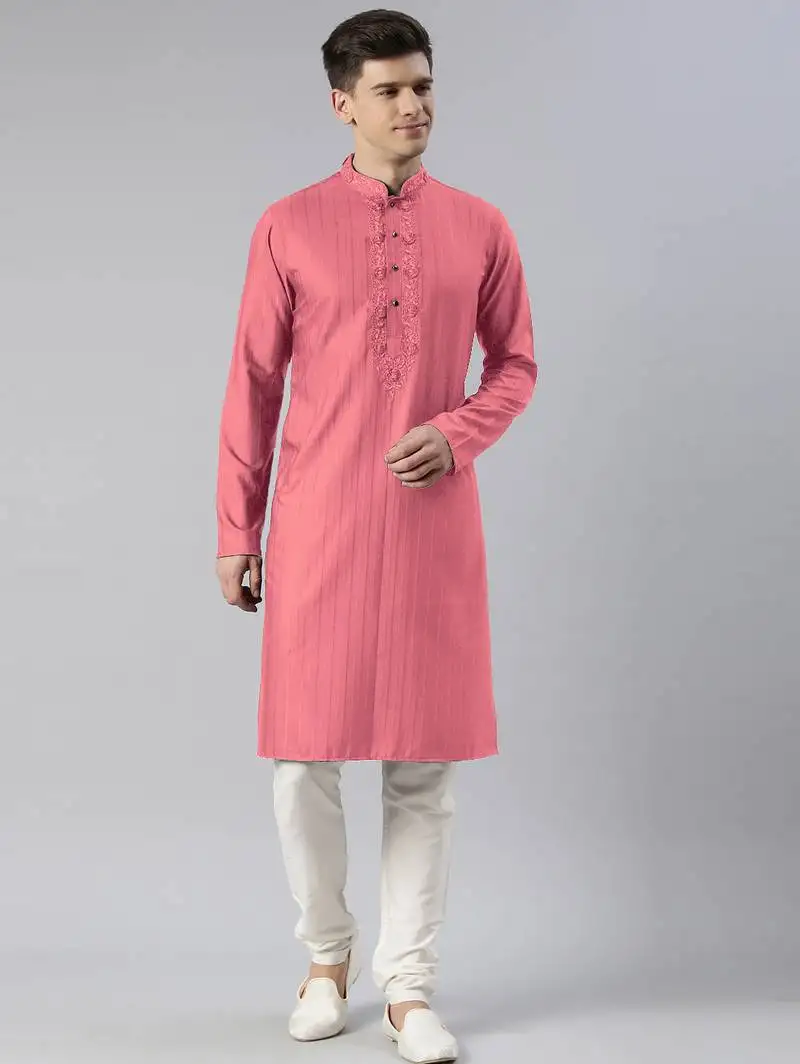 Onion pink embroidered kurtas