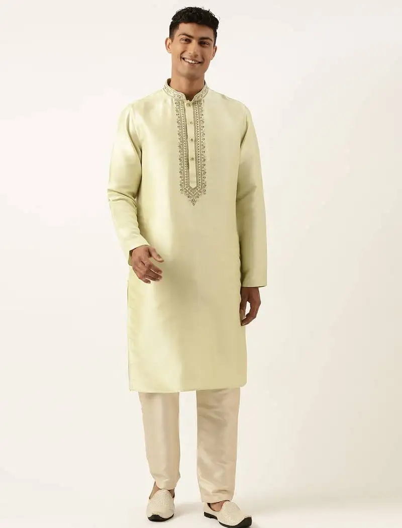Pistachio embroidery kurtas