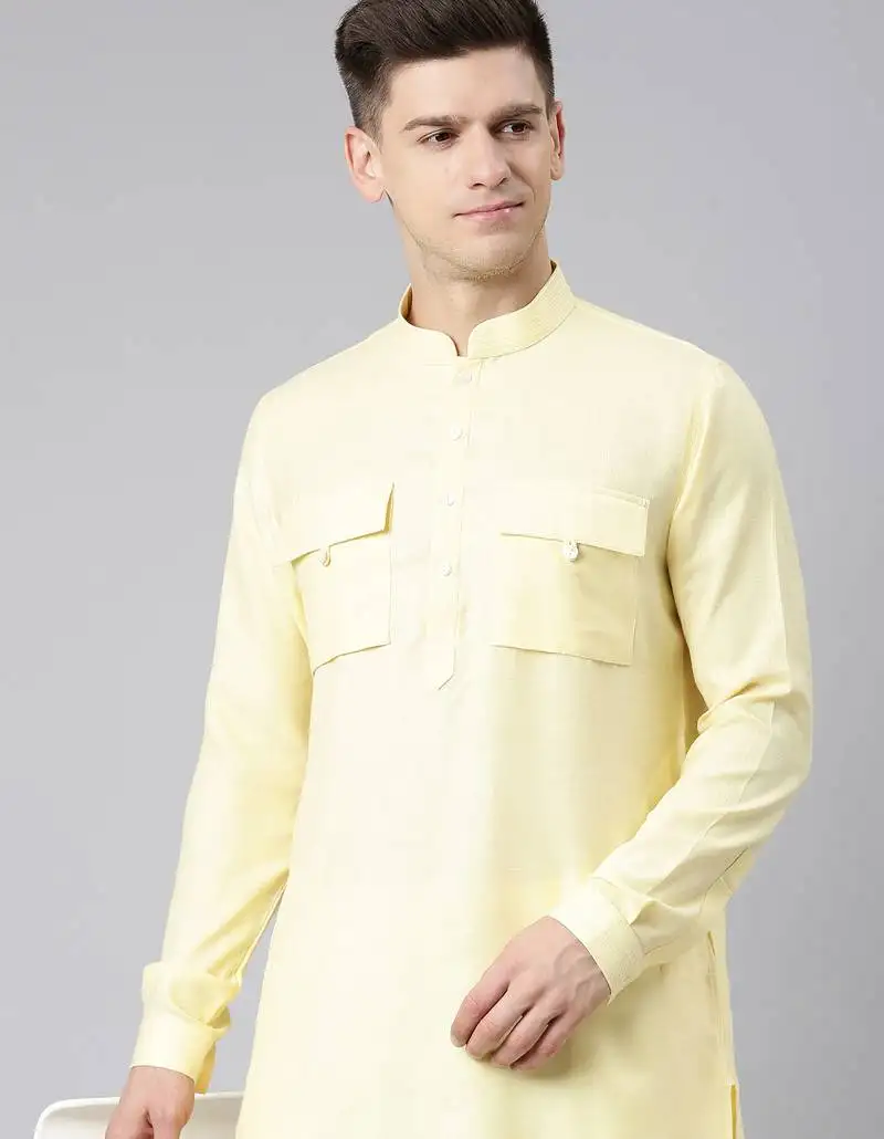 Yellow pathani kurtas