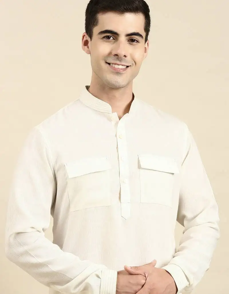 Cream pathani kurtas