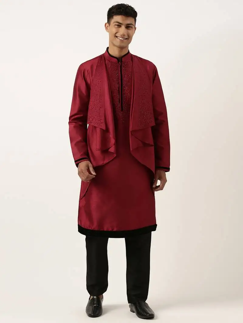 Maroon ombre layered kurtas