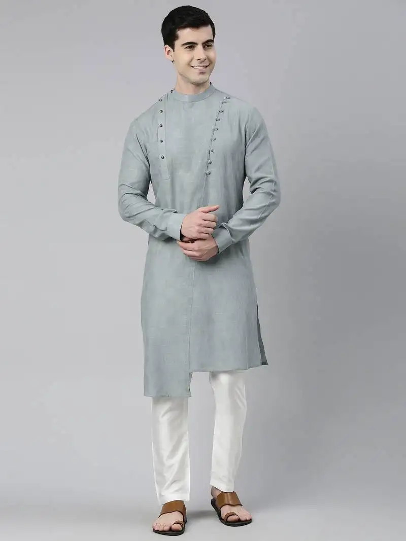Light grey asymmetrical kurtas