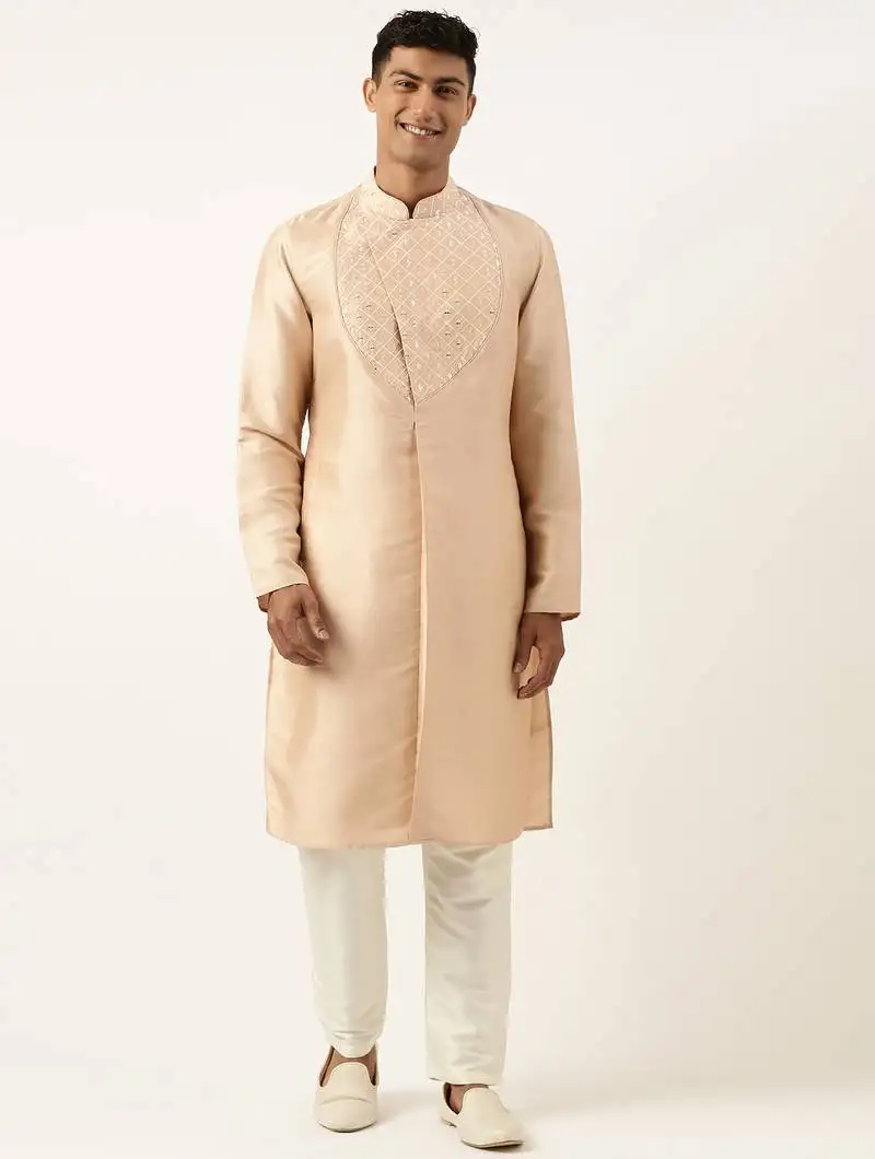 Peach embroidery angrakha kurtas