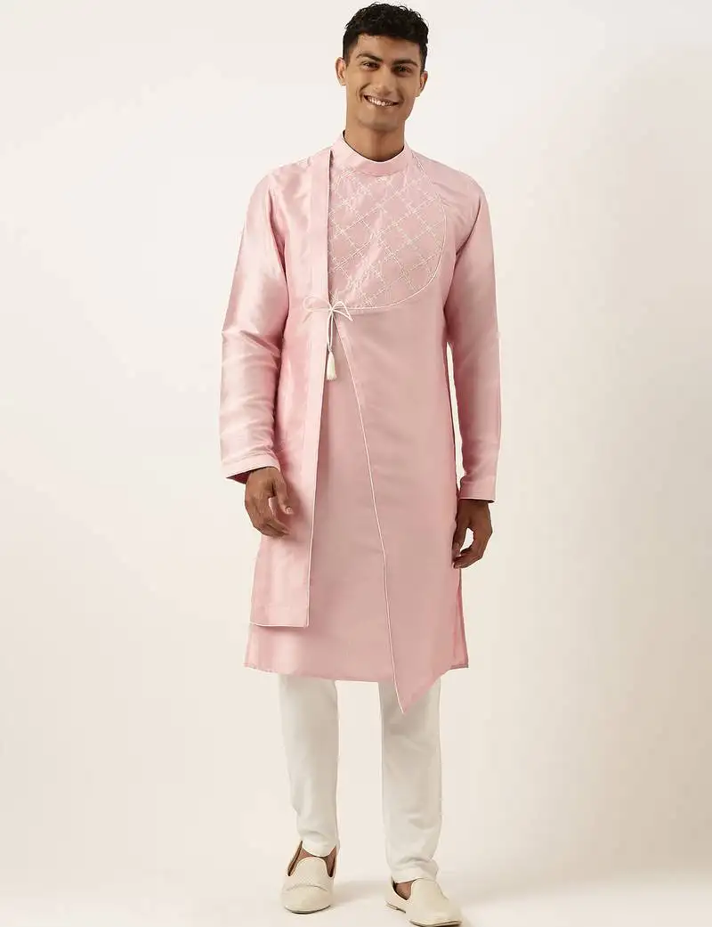 Pink embroidery angrakha kurtas