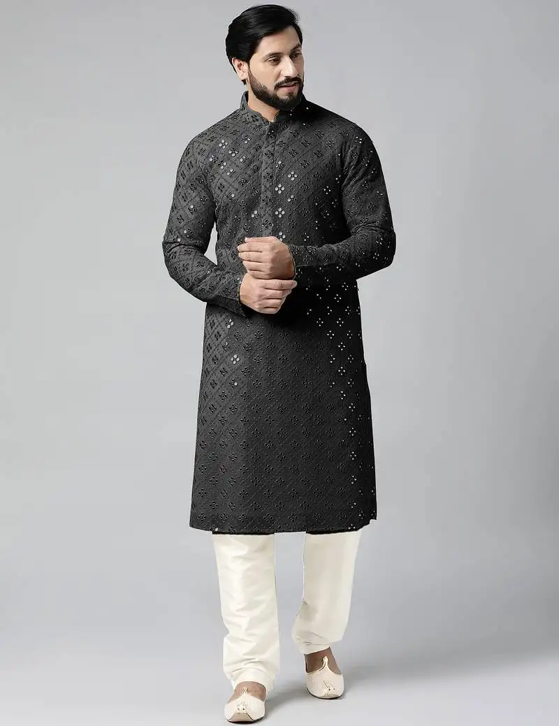 Black mirror embroidery kurtas