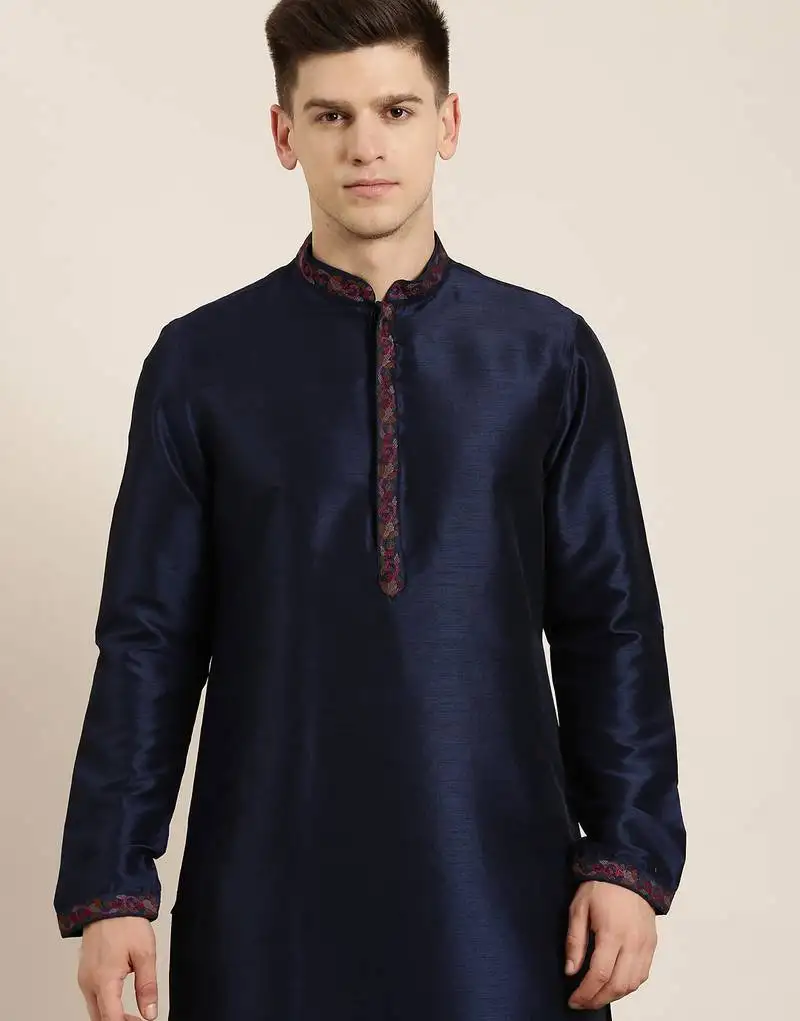 Navy pashmina embroidery kurtas