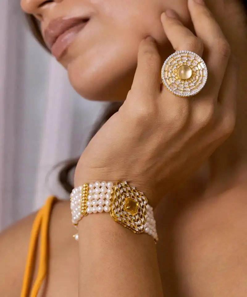 Multicolor sterling silver studded jewellery bracelet