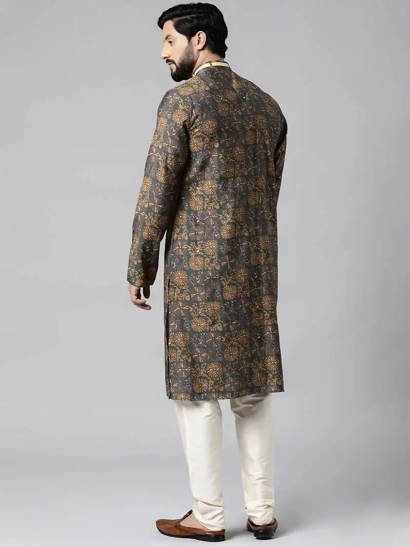 Grey block printed kurtas