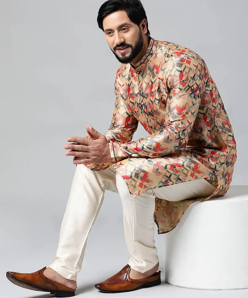 Peach printed kurtas