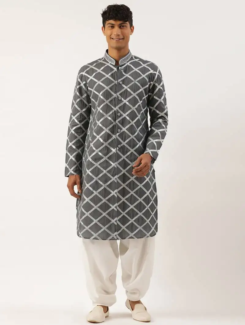 Grey gota embroidery kurtas