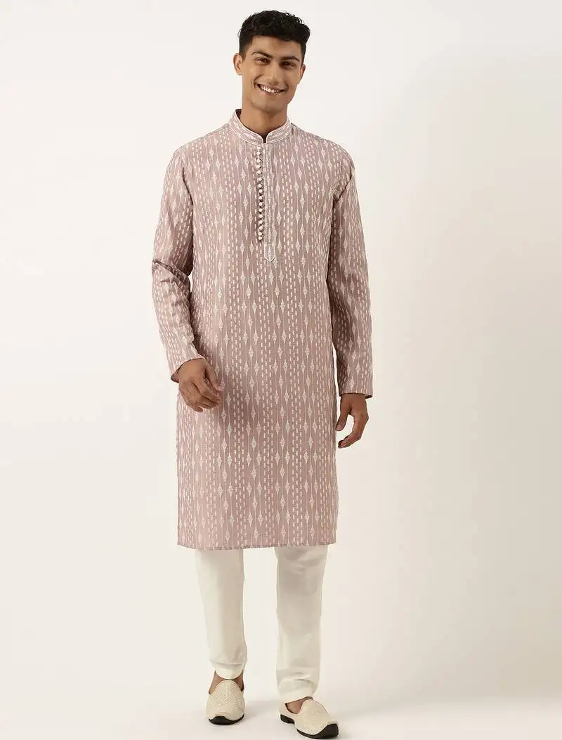 Old rose khadi print kurtas