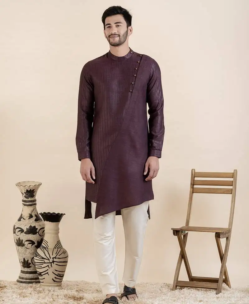 Wine asymetric kurtas