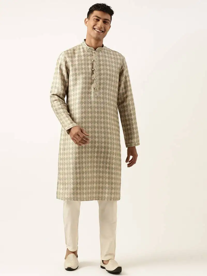 Green beige printed kurtas