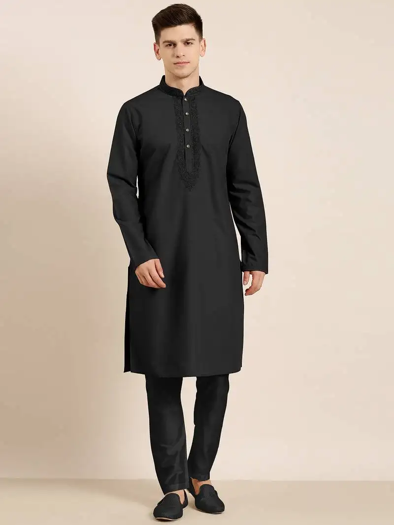 Black cotton dori embroidered kurtas
