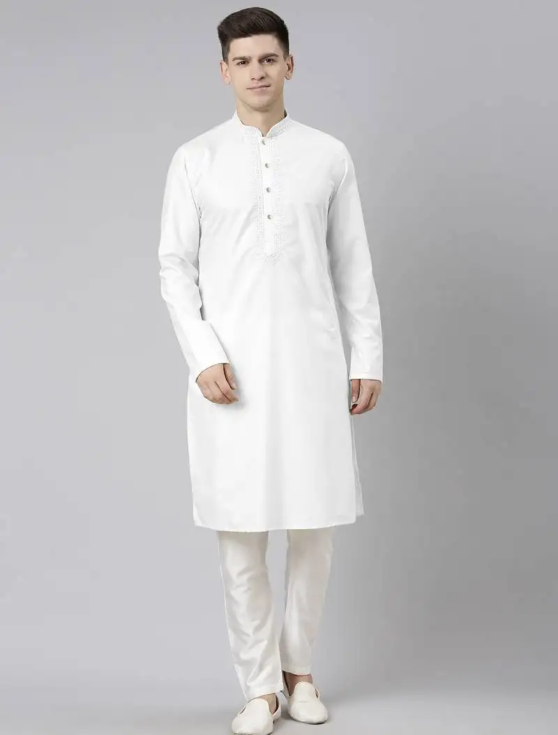 White cotton dori embroidery kurtas