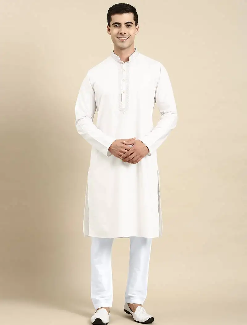 White cotton dori embroidered kurtas