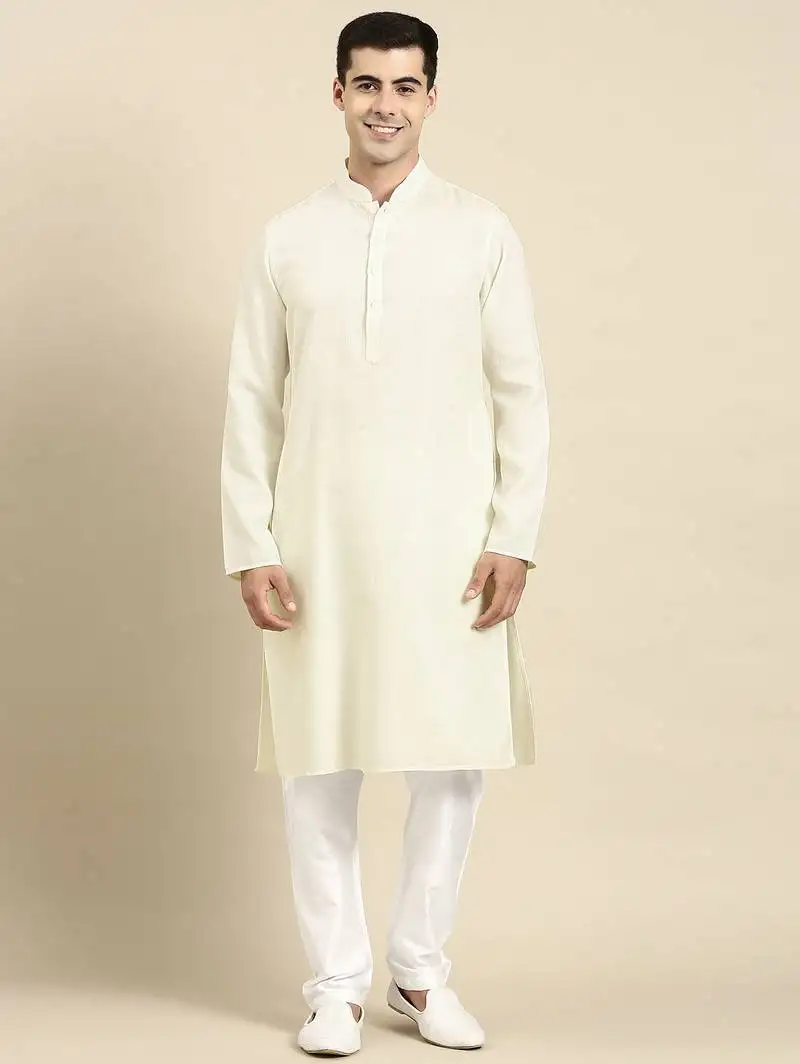 Cream twill weave cotton kurtas